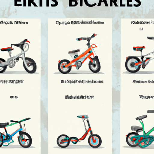 המחשה של סוגי האופניים החשמליים השונים לילדים עם תיאורים של כל סוג