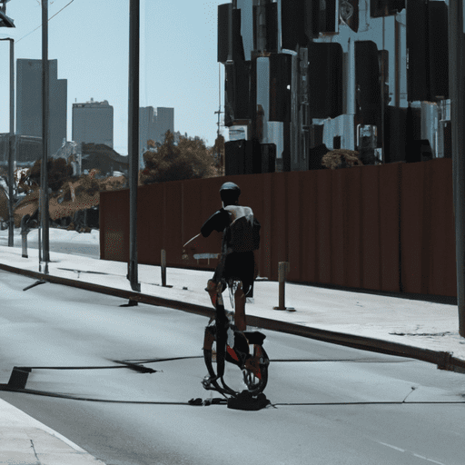 תמונה של אדם רוכב על אופניים חשמליים ברחובות באר שבע