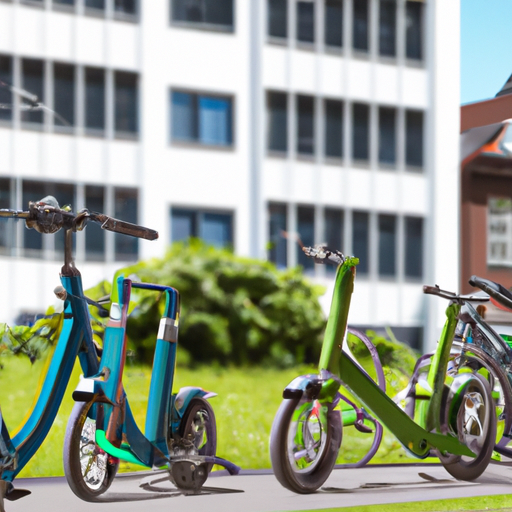 7. תמונה של נוף עירוני ירוק המדגים חיים בר קיימא עם אופניים חשמליים