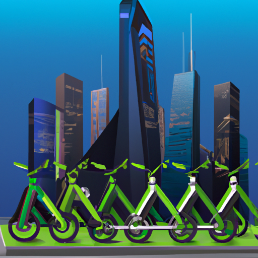 1. תמונה של נוף עירוני מודרני עם אופניים חשמליים המסמלים את המהפכה הירוקה