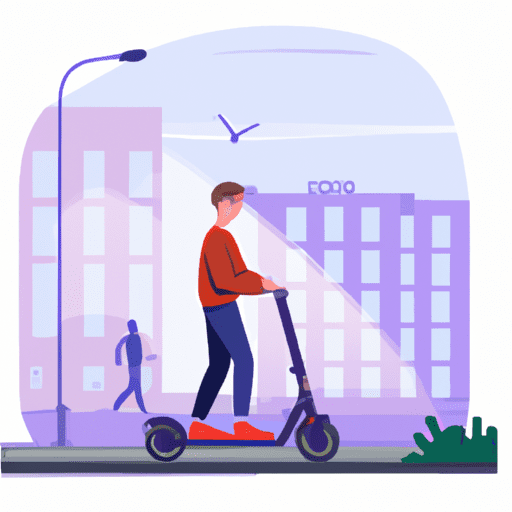 אדם רוכב על קורקינט חשמלי ברחוב בעיר